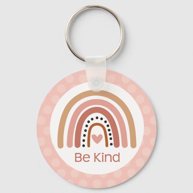 Porte-clés Boho Muted Rainbow Be Kind Inspirational Citation (Recto)