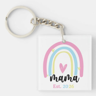 Porte-clés Boho Rainbow Custom Mama Est. Year Keepsake