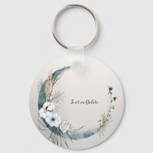 Porte-clés Boho White Orchidée Fleurs Blue Moon Elegant Party
