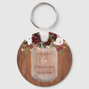 Porte-clés Bois Rustique Floral Mason Jar illumine mariage Fa