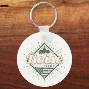 Porte-clés Boise City Idaho États-Unis Vintage USA Tree