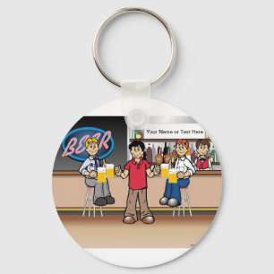 Porte-clés Boisson de bière personnalisée - Dessin masculin
