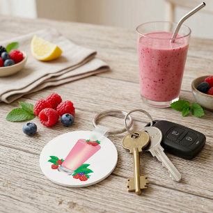Porte-clés Boisson rose au smoothie de baies rafraîchissant