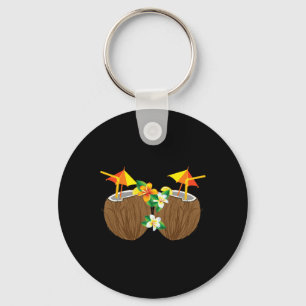 Porte-clés Boissons de noix de coco cool Breast Funny Palm Tr