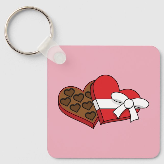 Porte-clés Boîte à chocolat de coeur de la Saint-Valentin (Recto)