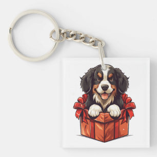 Porte-clés Boîte cadeau de Noël Bernese Mountain Dog
