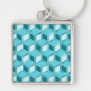 Porte-clés Boîtes 3D Chrome - turquoise / aqua