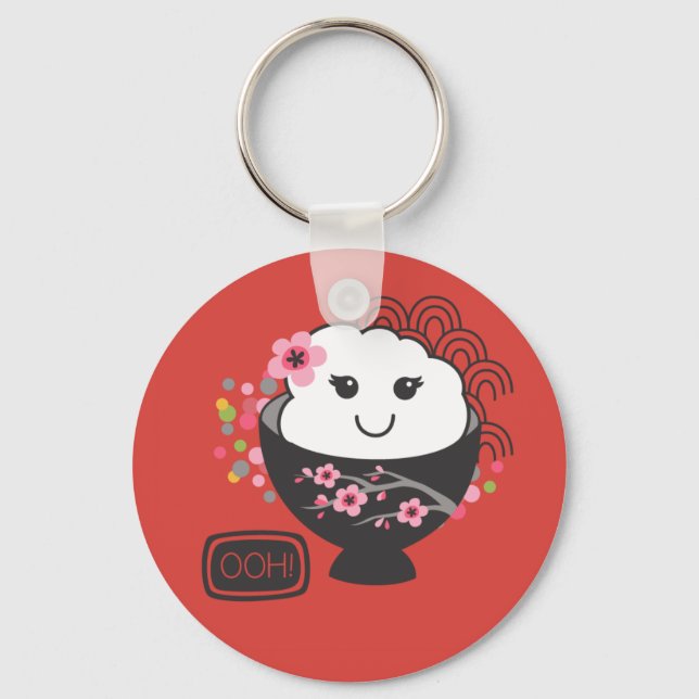 Porte-clés Bol de riz japonais Kawaii (Recto)