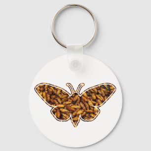 Porte-clés Bombyx Mori Silk Moth Cycle de vie Silhouette