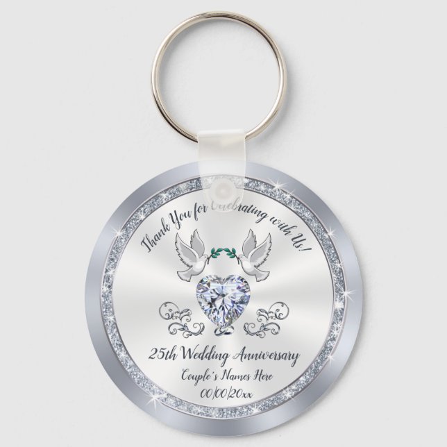 Porte-clés Bon Marché, 25e anniversaire Mariage Favors, (Recto)