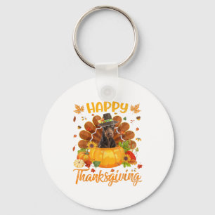 Porte-clés Bon thanksgiving Doberman Chien Turquie Citrouille