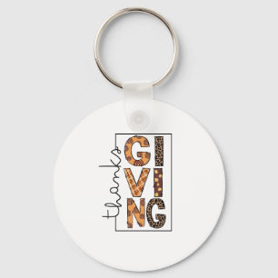 Porte-clés Bon thanksgiving Empreinte de léopard Rainbow Turq