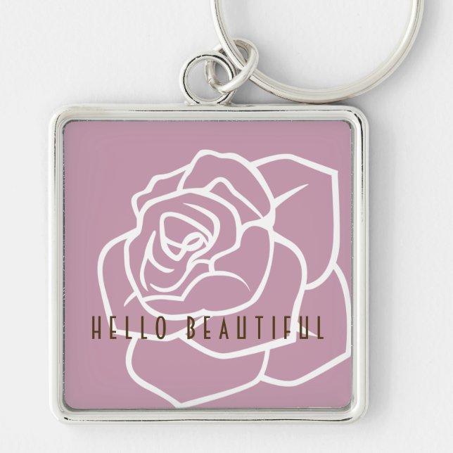Porte-clés Bonjour Beauté - Rose Rose Moderne Chic (Devant)