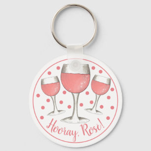 Porte-clés Bonjour, Rosé ! Verre rose vif rose vigne