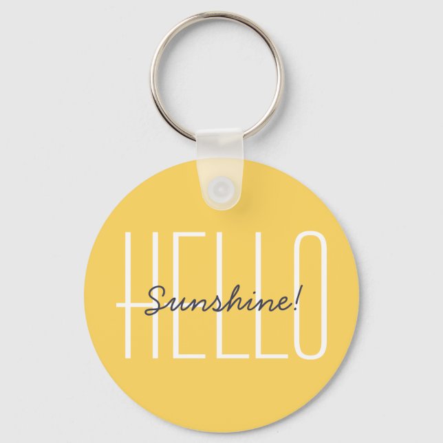 Porte-clés Bonjour Sunshine Modern Typographie Citation Jaune (Recto)