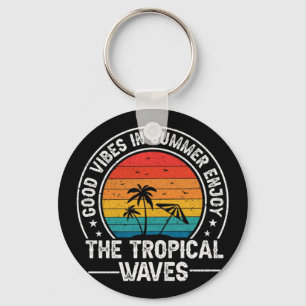 Porte-clés Bonne ambiance estivale vagues tropicales