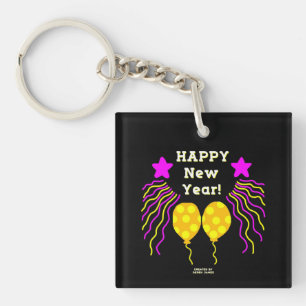 Porte-clés Bonne année souhaite Carré acrylique Porte - clé