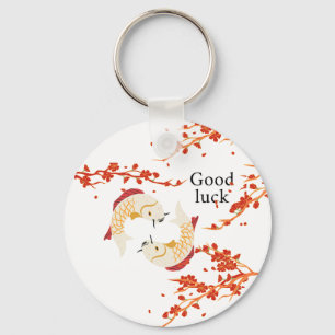 Porte-clés Bonne chance Poisson Koi avec Sakura   Japonais él