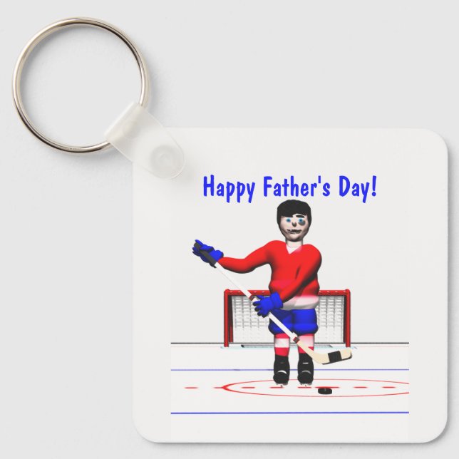 Porte-clés Bonne Fête des pères de hockey (Recto)