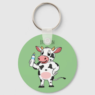 Porte-clés Bonne vache avec dessin animé de biberon