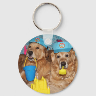 Porte-clés Bons à rien de plage de golden retriever