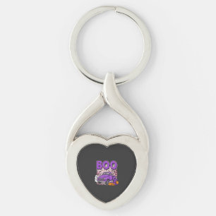 Porte-clés Boo Halloween Camion Violet Fantôme et Citrouilles