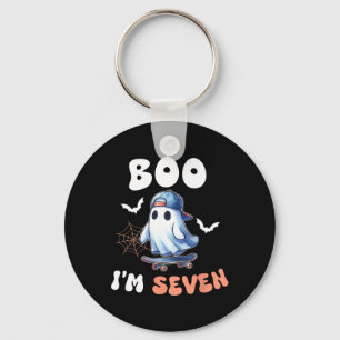 Porte-clés Boo I'm Seven Ghost Skateboard 7th Birthday Hallow