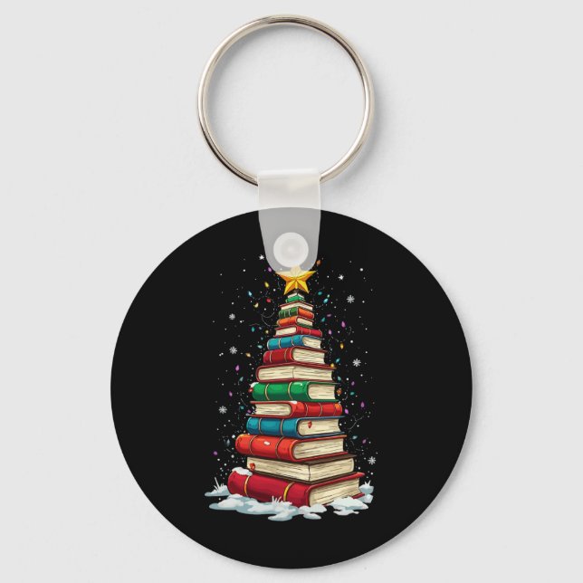 Porte-clés Book Christmas Tree Book Lover Teacher Librarian  (Recto)