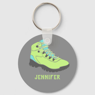 Porte-clés Boot Lime Green Randonnée Personnalisé Gris