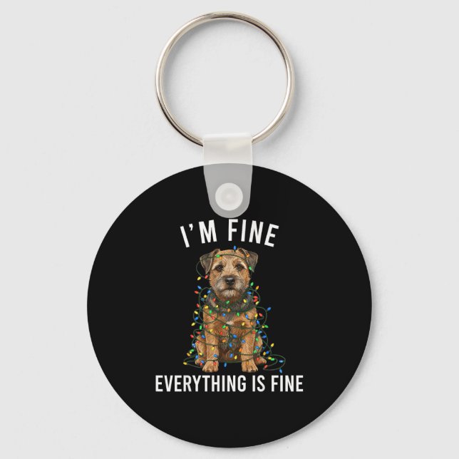 Porte-clés Border Terrier Christmas I'm Fine Everything Is Fi (Recto)