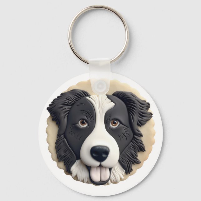 Porte-clés Bordure Collie Chien 3D inspiré (Recto)
