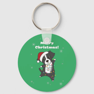 Porte-clés Bordure Collie Chien de Noël Animaux d'hiver Chien