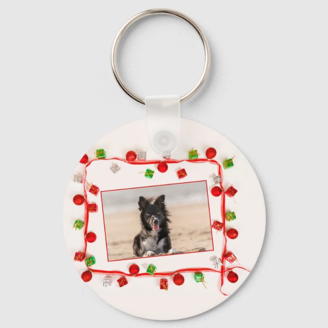 Porte-clés Bordure Collie Noël (Recto)
