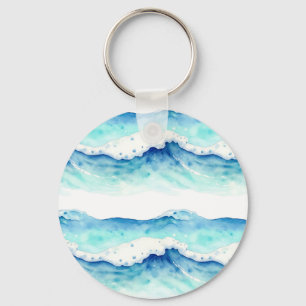 Porte-clés Bordure de vagues océaniques à l'aquarelle