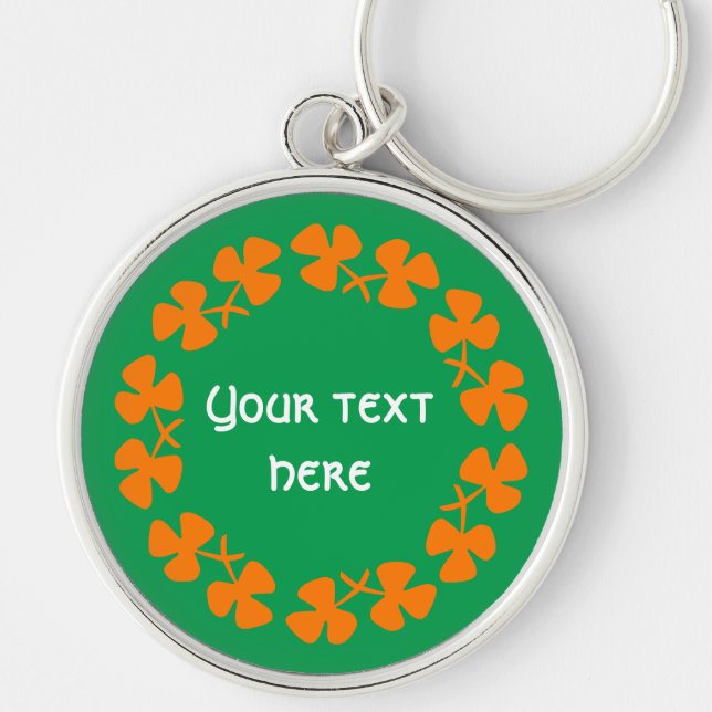 Porte-clés Bordure Shamrock orange Ajouter un texte (Devant)