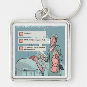Porte-clés Born To Tweet Funny Cartoon