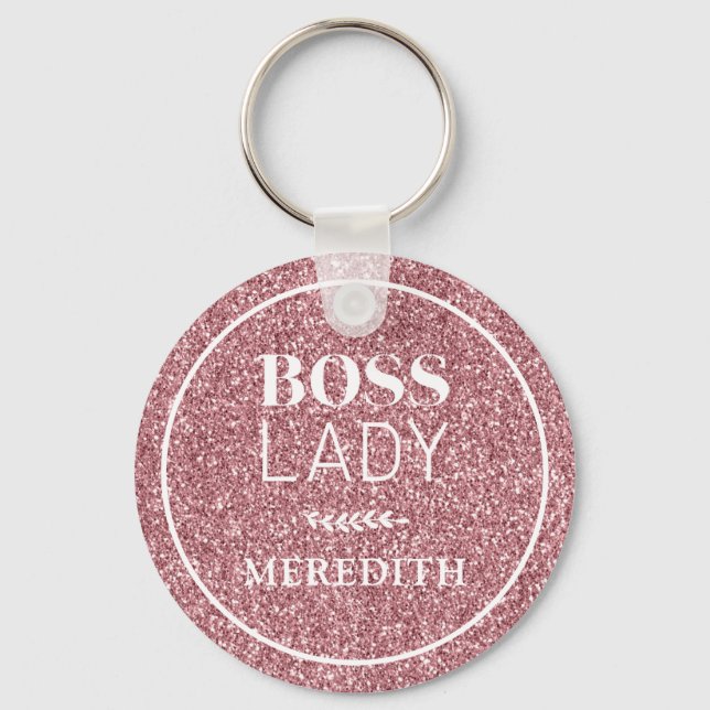 Porte-clés Boss Lady tendance Fille rose Parties scintillant  (Recto)