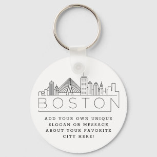 Porte-clés Boston Stylisé Skyline   Slogan personnalisé
