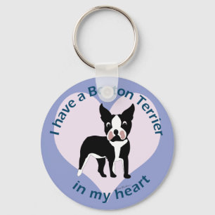 Porte-clés Boston Terrier dans mon coeur