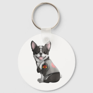 Porte-clés Boston Terrier I Love Maman Tattoo Chien Chemise M
