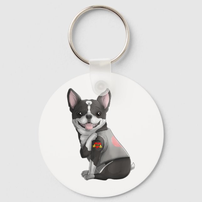 Porte-clés Boston Terrier I Love Maman Tattoo Chien Chemise M (Recto)
