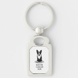 Porte-clés Boston Terrier Maman (noir) mignonne Chien Maman