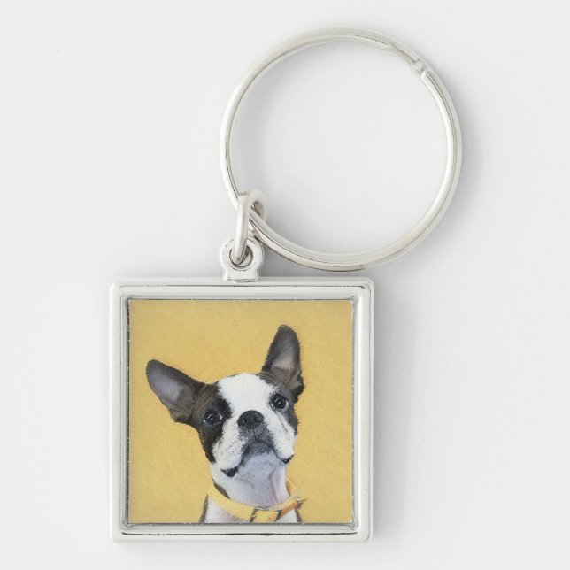 Porte-clés Boston Terrier Peinture - Cute Original Chien Art (Devant)