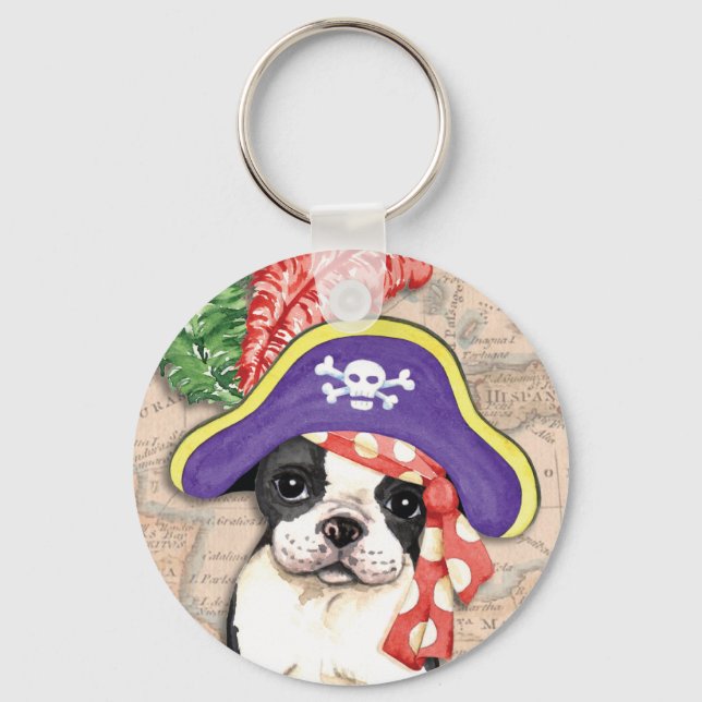 Porte-clés Boston Terrier Pirate (Recto)