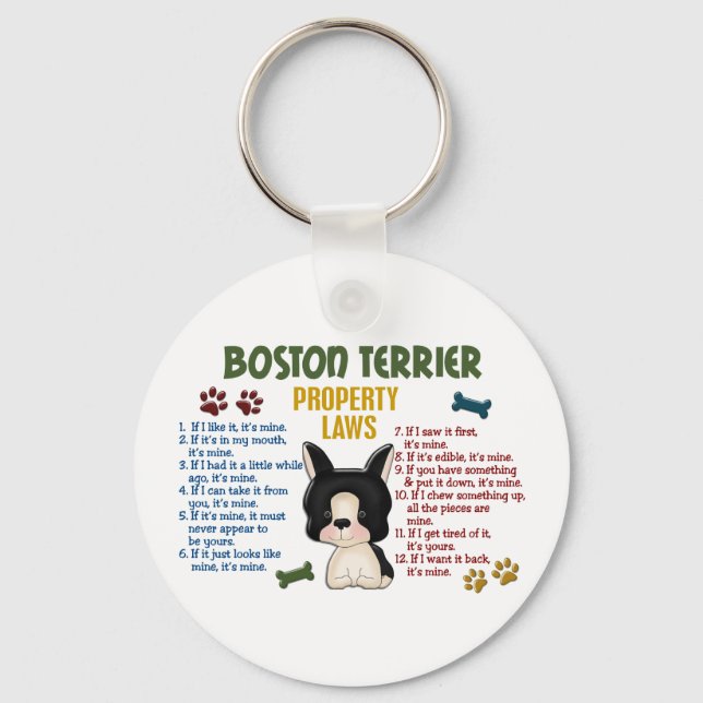 Porte-clés Boston Terrier Propriété Lois 4 (Recto)