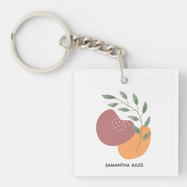 Porte-clés Botanique Abstraite de terre cuite du milieu du si (Devant)