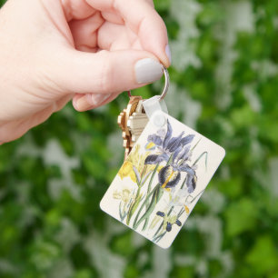 Porte-clés Botanique Florale vintage, Fleurs d'Iris Jardin