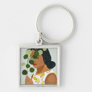 Porte-clés Botany Portrait - Femme avec verdure