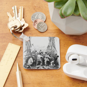 Porte-clés Boucanier vintage et navire pirate naufragé