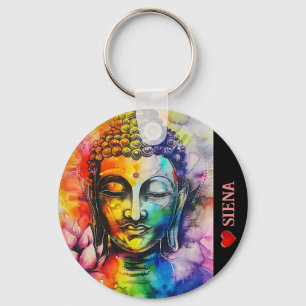 Porte-clés Bouddha couleur aquarelle